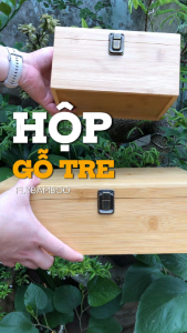 Hộp đựng trang sức gỗ tre hộp đựng quà tặng đồ đa năng có nắp đậy khóa cài - Flybamboo