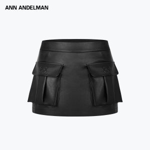 ANN ANDELMAN | Pocket Work Leather Miniskirt Black