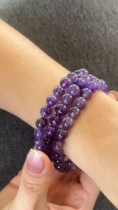 กำไลหินอเมทิสต์ หินอเมทิสต์ 8มม. กำไลหินสีม่วง เรียกทรัพย์ กำไลหินมงคล ปัดเป่าสิ่งไม่ดี และนำโชคให้ผู้สวมใส่