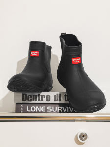 British Style Mens Low Cut Comfortable Waterproof Rain Boots Anti-Slip PVC Material for Seafood Gathering Car Washing Kitchen Use