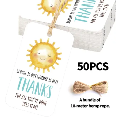 50pcs Thank You Teachers Tags With String Hanging Label For Back-To-School Or The End Of The Term Teacher Day Gift Wrapping Sign