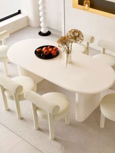Modern French Style Dining Table for Small Household Restaurant Use Rectangular Shape White Color Artificial Board Furniture