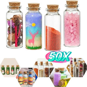 50Pcs Transparent Empty Glass Bottles with Cork Stoppers DIY Decoration Vials for Wishing Bottles Drift Bottle Gifts