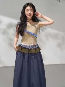 KEIKO | Áo Ngực Dây Kéo Vintage Patchwork