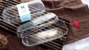 25pcs Dessert Container Rectangle Mousse Cake Box Loaf Deli Cookies Container 300ml Clear Food Storage Dispensers with Cover