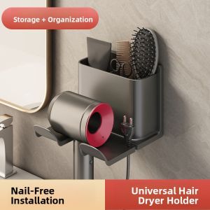 MONLEYTA | Hands-Free Hair Dryer Holder Bathroom Shelf No Drilling Required Dual Purpose Storage And Display MONLEYTA Brand