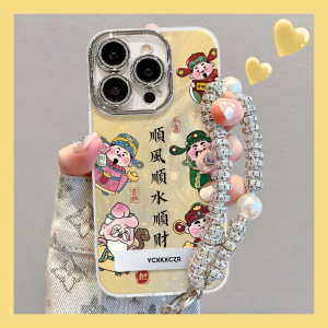 Cute Wealth God Creative Hole Feather Cloth Phone Case for  16Promax Huawei Nova13 New Pura70 Mate60Pro High OPPO Reno12 Women S19 Xiaomi 15