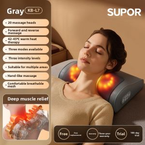 Supor | Supor Neck Massager Device Rectangular Shape Kneading And Heat Therapy Electric Plug-in Neck Pillow for Cervical Spine Massage