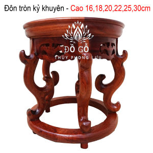 Đôn chân khuyên kê đồkỷ tròn kiểu cổ gỗ hương ta đỏ mặt 161820222530cm