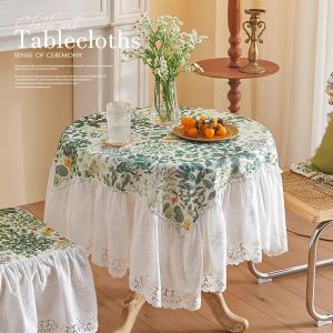 American Style Lace Tablecloth round Dining Table Cover Artistic Fabric Garden Tea Table Mat High-End Feeling Home Textile