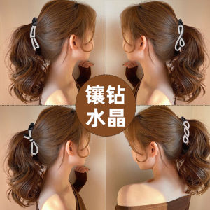 Large Size Crystal Diamond Embedded Banana Hair Clip Vertical Tailor Clip Fashionable Hair Accessories Stylish Hair Grips