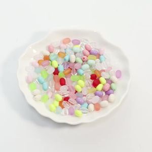 100 Hạt Cườm Acrylic Nhiều Màu Sắc Hình Trụ 10mm Hạt Cườm Tròn Oval Làm Vòng Tay Vòng Cổ Tự Làm