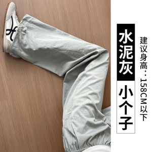 Quần Dài Công Sở Màu Xám Cho Nữ Mùa Hè Mỏng Cạp Cao Quần Thể Thao Rộng Rãi Dáng Đứng Nhanh Khô Phong Cách Mỹ