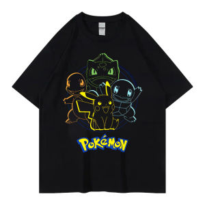 Bandai | Pok É Mon Pikachu Little Fire Dragon Johnny Turtle Pok É Mon Printed Short Sleeved Mens T-shirt Childrens Parent Child Wear
