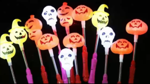 Halloween Pumpkin Sticks Halloween Hand Cranked Toys Pumpkin Handheld Glitter Stick with Battery