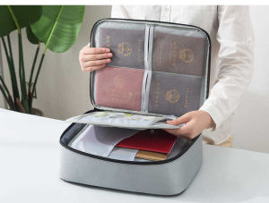 Ready Stock Waterproof Fireproof 3-layer Document Storage Box Lockable Document Bag Portable Travel Storage Bag For Notebooks Certificates