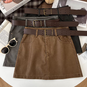 Váy Ngắn Chữ a Cạp Cao Phong Cách Hàn Quốc Cổ Điển Mới Thu Đông Cho Nữ Váy Ngắn Chống Ánh Sáng Màu Trơn Váy Công Sở