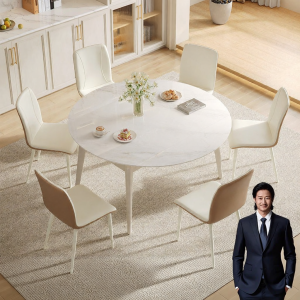 Modern Cream Extendable Dining Table for Small Spaces