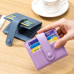 New Arrival Genuine Leather Womens Short Ultra-Thin Small Wallet K-style Multi-Card-Slot Card Holder Small First Layer Cowhide Exquisite Wallet
