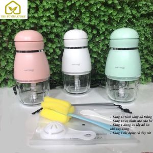Máy Xay Đa Năng HATTIECS Cầm Tay 6 Lưỡi Dao Xay Thịt Xay Đồ Ăn Dặm Cho Bé