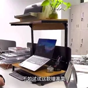 ชั้นวางจอคอม 2 ชั้น โลหะ ตั้ง สีดำ สำหรับการวางเครื่องปริ้งในครัว