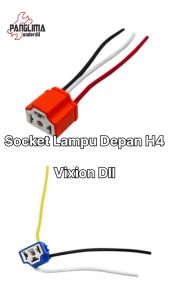 Soket Fiiting Lampu Depan H4 Vixion Keramik Bengkok Lurus COP Socket