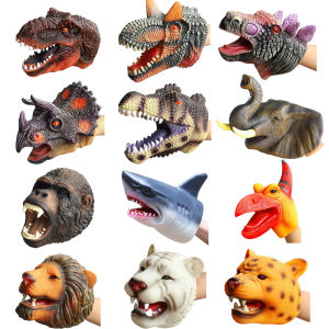 Pet Cat Dog Teasing Hand Puppets Dinosaur head Model Toy T-Rex Dino Jurass Shark Tiger Park Dolls Dinosaur Worlds Soft Plush Toy
