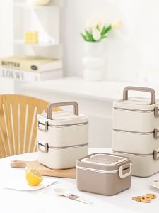 304 Stainless Steel Square Keep Warm Lunch Box Bento Box 700/1400/2100ml Kotak Bekas Makanan 304不锈钢方形保温便当盒饭盒