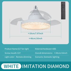 E27 Socket Fan Light with Remote Control and APP 3-color Light LED Small Ceiling Fan for Bedrooms Kitchens and Living Rooms