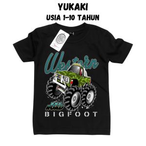 Atasan Baju Kaos Anak-Anak Western Bigfoot Laki-Laki Usia 1-10 Tahun Sablon DTF Bahan Combad 30s