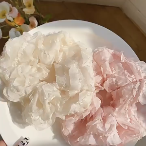 Scrunchies cột tóc nơ ren xốp phồng nơ tiểu thư dễ thương