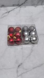 1 SET 6 Pcs Hiasan Pohon Natal Bola Plastik 3 CM Gantungan Pohon Natal Ornamen Natal Tinsel Aksesoris Dekorasi Pesta Dekorasi Natal