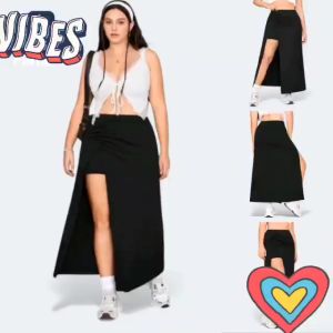 Emily Plus Size Maxi Skirt Palda – Stretchable & Comfy Neoprene with insideShort | M-3XL