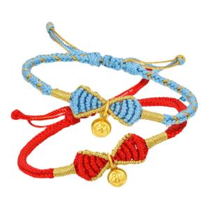 Auspicious Gold Bead Red Rope New Chinese Style Bow Bell Bracelet