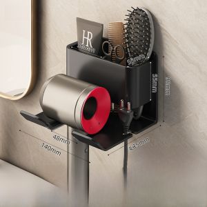MONLEYTA | Hands-Free Hair Dryer Holder Bathroom Shelf No Drilling Required Dual Purpose Storage And Display MONLEYTA Brand