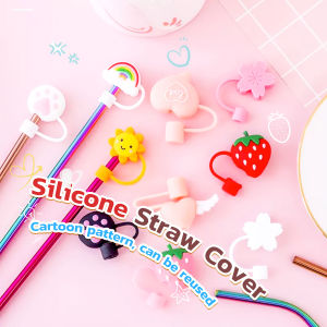 ItemMart Straw Cap Silicone Dust-proof Plug Glass Tea Milk Straw Splash-proof Lid