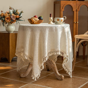 French Style round Tablecloth Luxury Modern Japanese Wind Polyester Fabric Dining Table Cover Light Elegant Sensation Tea Table Mat