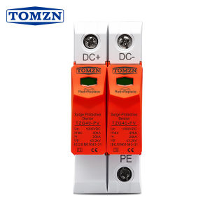 TOMZN SPD DC 500V 600V 800V 1000V 10kA 20kA 30kA House Surge Protector Protective Low-voltage Arrester Device T2 PV Solar System