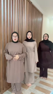 MODERNGIRLSS-Eura Oneset Celana 2in1 Wanita Remaja Fashion Muslim Bahan Snowy Knit Allsize Fit To XL