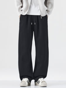 Quần Dài Nam Dáng Rộng Màu Đen Thời Trang Mỹ Mùa Xuân Thu Quần Dài Thể Thao Thường Ngày Quần Dài Thẳng Cạp Cao Thoáng Khí