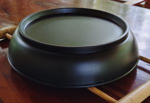 ฝาบาตรไม้ประดู่พ่นสีดำ ทรงตะโกพม่า