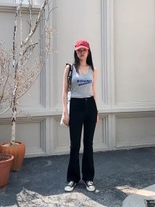 High Waist Jeans pants for Women Korean Style Flared Stretchable Denim Trousers