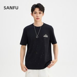 SANFU | Paint-Splatter Contrast T-Shirt Mens Loose Short Sleeve
