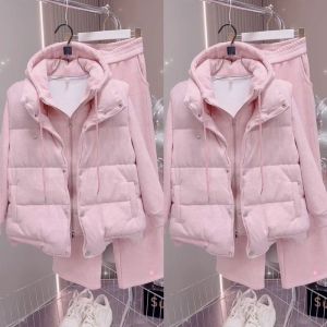 LIANGYILAILIN | Fashionable Sporty Womens Set Short-Sleeve Hoodie and Sleeveless Vest 3 Pieces
