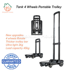 Folding Hand Truck Heavy Duty Trolley 4 Wheels Rotate Portable Fold Up Hand Cart Shopping Cart
