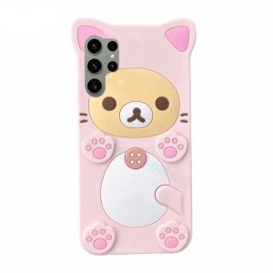 3D Cute Cartoon Bear Kawaii Soft Silicone Case for Samsung Galaxy S23 S24 Plus S22 S25 Ultra A53 A54 A14 5g S25Ultra Funny Cover