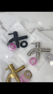 JUNMO 304 Stainless Steel 1 in 2 Out Two Way Water Tap Faucet Multifunctional Faucet