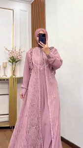 Devita Dress brokat premium payet mutiara / gamis kondangan wanita elegan mewah / ceruty full furing tidak menerawang model terbaru