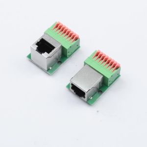 Aideepen | RJ45 Ethernet Port Terminal Block Female Socket Guide Rail Installation Terminals Connector RJ45 Network Port Data Adapter Board