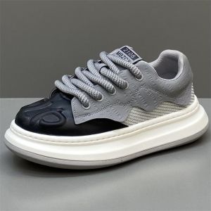 Retro Mens Shoes Thick Bottom Heightening Sports Casual Shoes All-Match Trendy Low-Top Canvas Shoes for Young Men